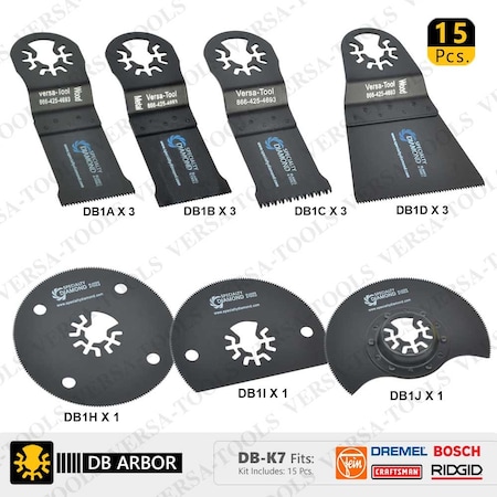 Versa Tool 15 Blade 7 Type Oscillating Multi Tool Saw Blade Kit DB-K7